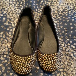Gold embellished flats